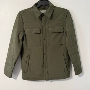J. Crew Nordic Insulated Overshirt Quilted Snap Front Jacket Men XS Olive Green
